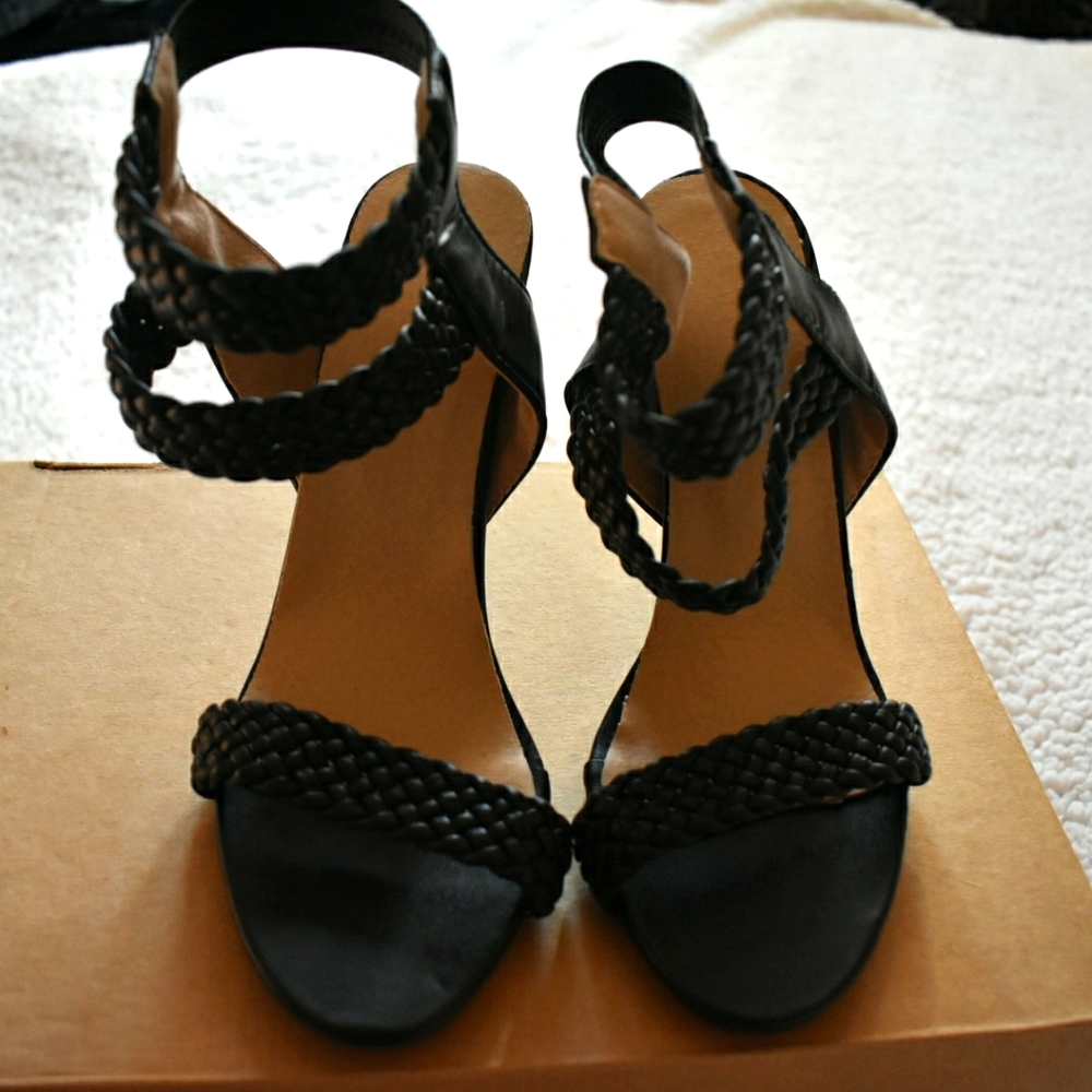 Braided Black Ankle Strap Stilleto